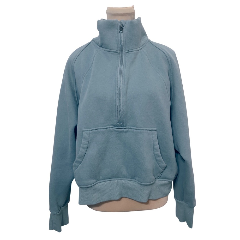 Discount Divas Women Quarter Zip Pullover Sweatshirt XL Blue Oversized Fleece